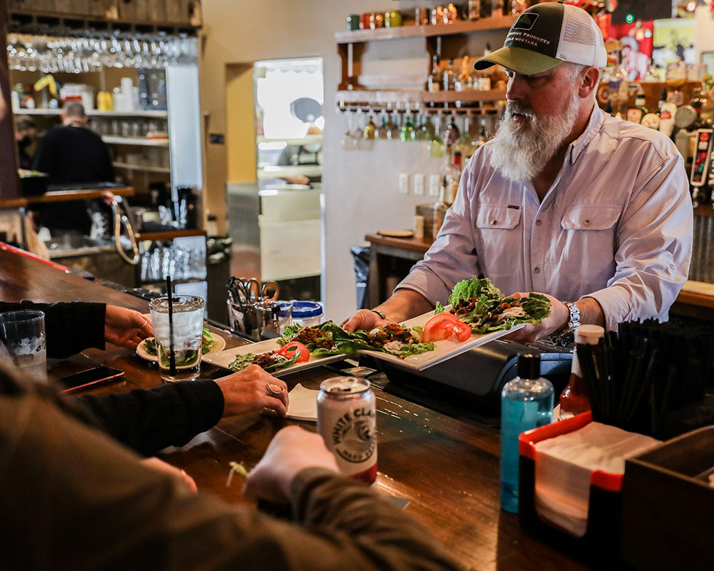 Food Service at the Bar Rail